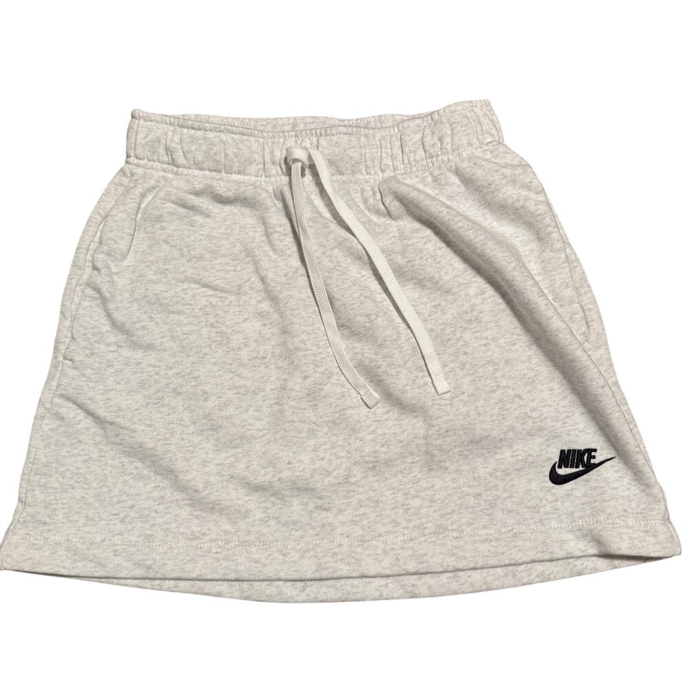 Nike Womens XS Sportswear Club Fleece Mini Skirt Heather Gray Drawstring Pockets